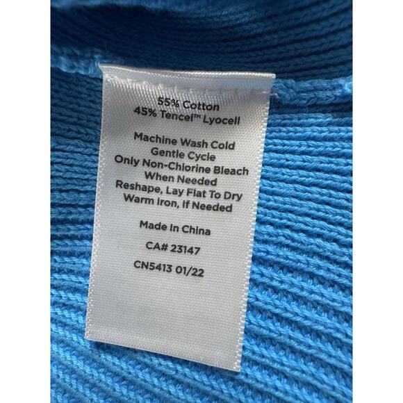 Talbots Womens Ombre Cardigan Sweater Large Blue Vneck Classic Preppy Spring - Picture 7 of 9